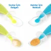Guqqo Silikon Bebek Mama Kaşığı Seti, Diş Kaşıyıcı Uçlu, 2’li Set, Gıda Sınıfı BPA İçermez, BLW Uyumlu, Mavi Yeşil