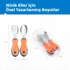 Guqqo Bebek Çatal Kaşık Seti, Paslanmaz Çelik, BLW (Turuncu)