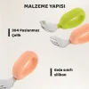 Guqqo Bebek Çatal Kaşık Seti, Paslanmaz Çelik, Silikon Saplı, Pudra Yeşil