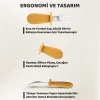Guqqo Silikon Saplı Bebek Çelik Çatal Kaşık Bıçak Seti, 316L Çelik, BLW, Saklama Kutulu, Turuncu