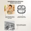 Guqqo Silikon Vakumlu Paslanmaz Çelik Mama Tabağı, 3 Derin Bölmeli Bebek Tabak, 304 Çelik, Yeşil