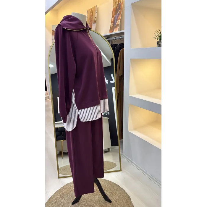 Nuss 1075 Pantolonlu Takım - mürdüm