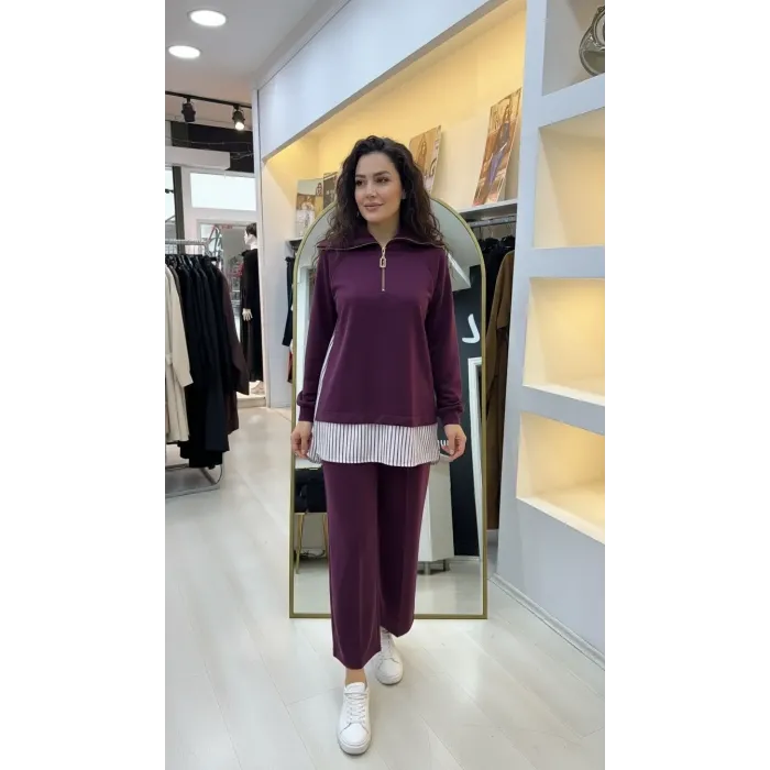 Nuss 1075 Pantolonlu Takım - mürdüm