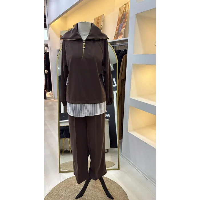 Nuss 1075 Pantolonlu Takım - kahve