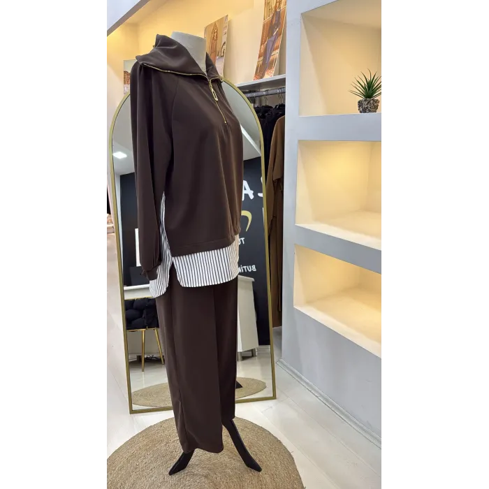 Nuss 1075 Pantolonlu Takım - kahve