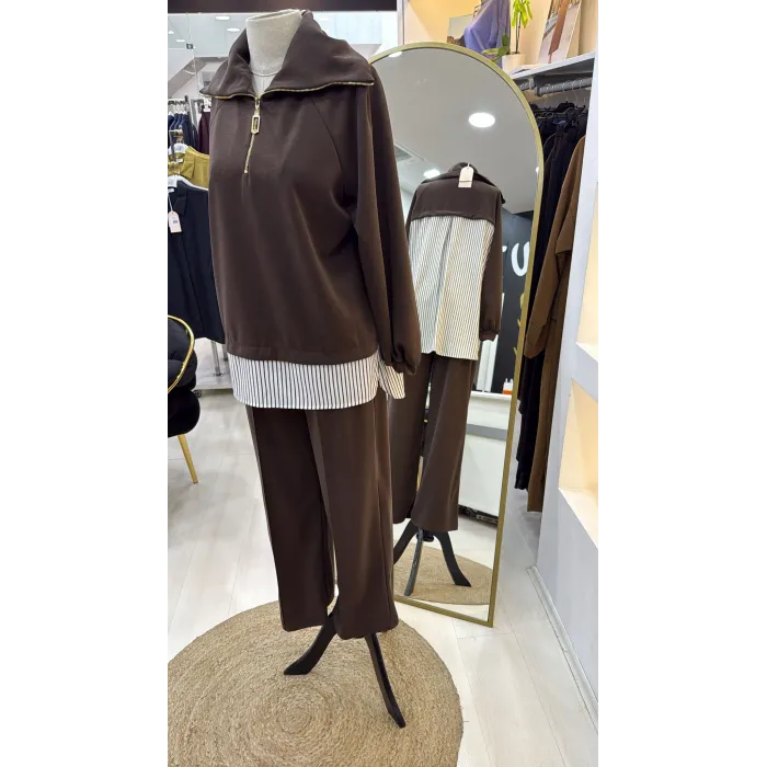 Nuss 1075 Pantolonlu Takım - kahve