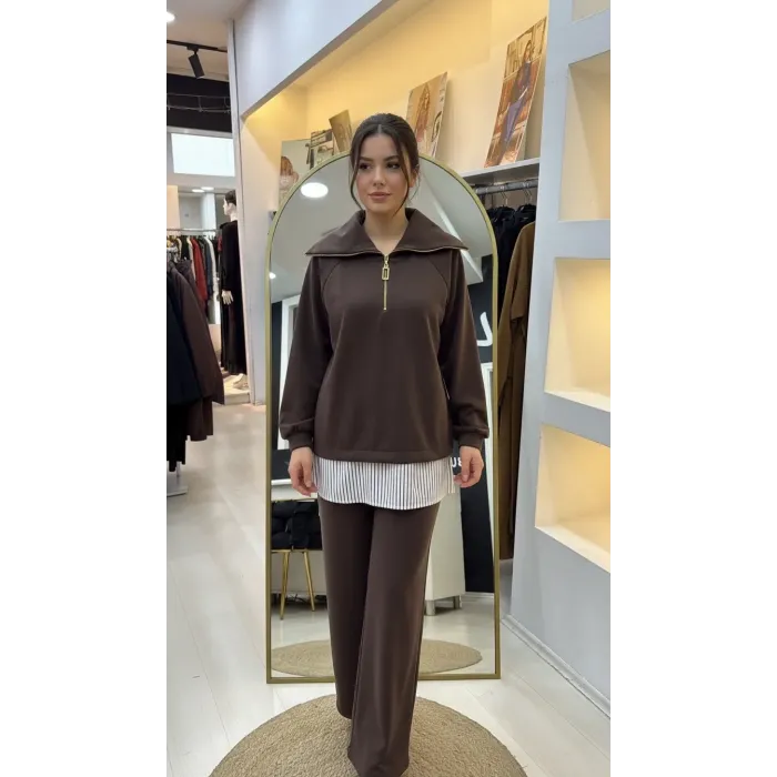 Nuss 1075 Pantolonlu Takım - kahve