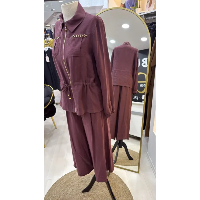 Nuss Pantolonlu Takım 1049 bordo