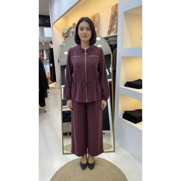 Nuss Pantolonlu Takım 1049 bordo