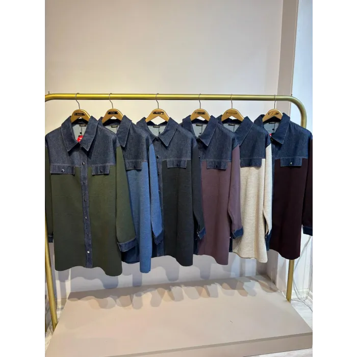 İnvee  Denim Detaylı Gömlek Ceket 7203 MURDUM