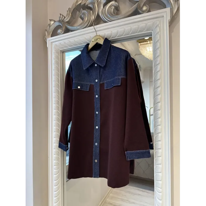 İnvee  Denim Detaylı Gömlek Ceket 7203 MURDUM