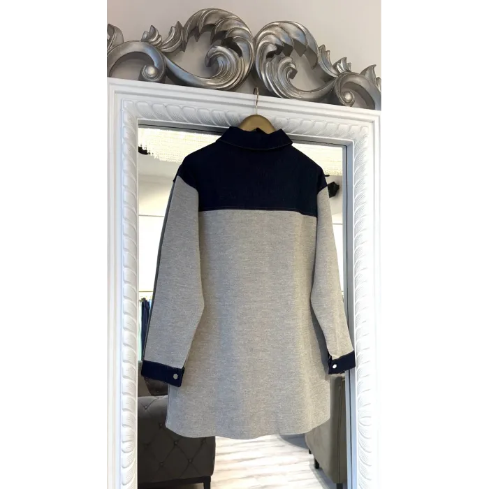 İnvee  Denim Detaylı Gömlek Ceket 7203 BEJ