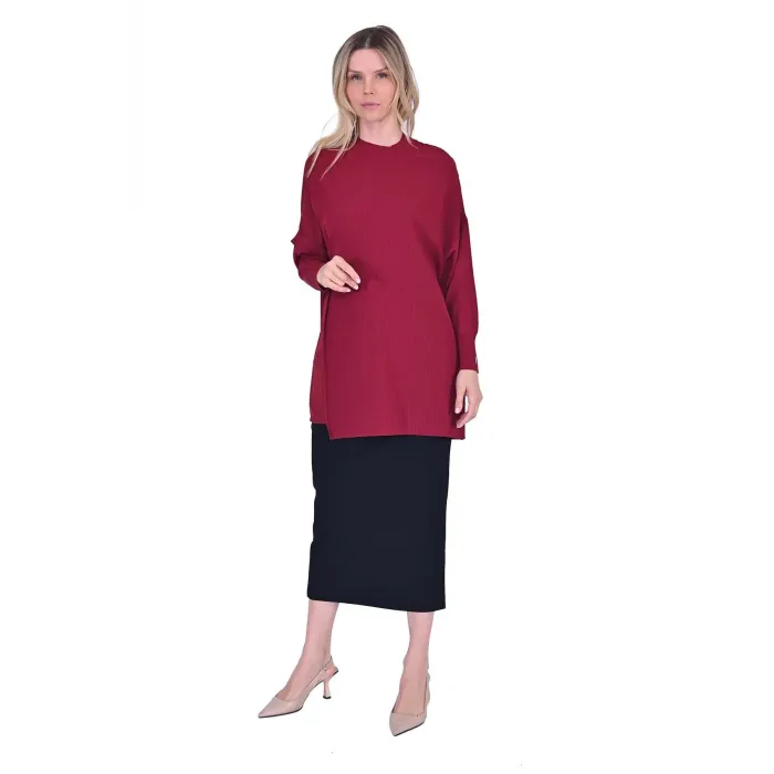 İnvee Omzu Şifonlu Tunik 6250 BORDO