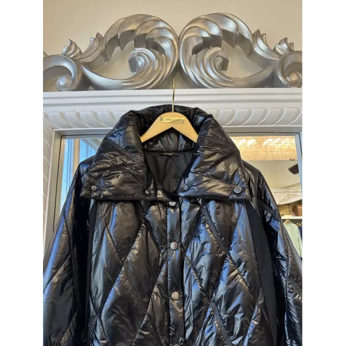 İnvee Çıtçıt Kapamalı Uzun Kapitone Mont - SİYAH