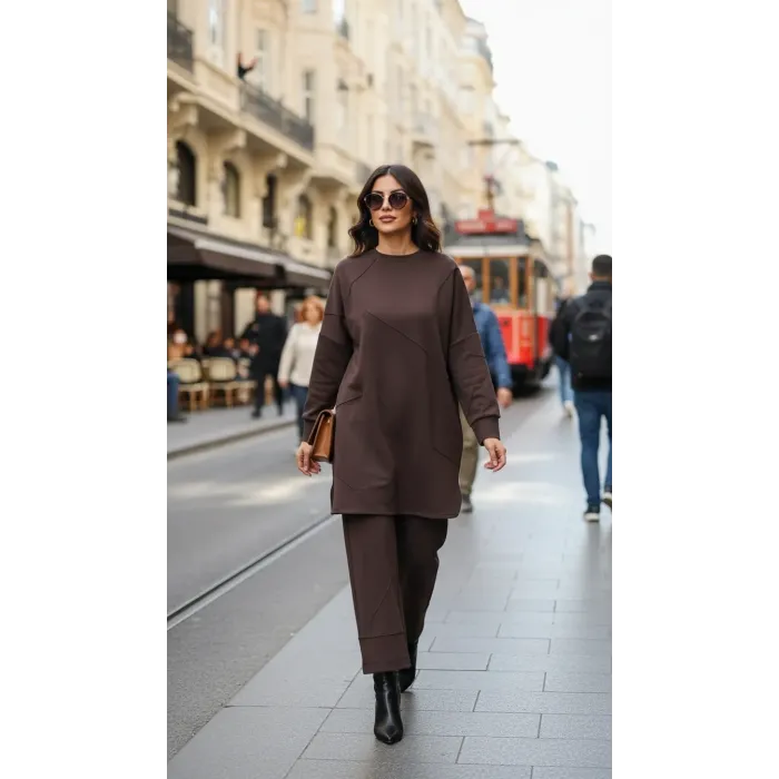 invee modal kumaş takim 7239 KAHVE