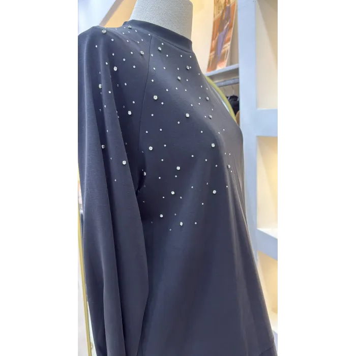 NUSS 1076 TAŞ DETAY TAKIM SİYAH