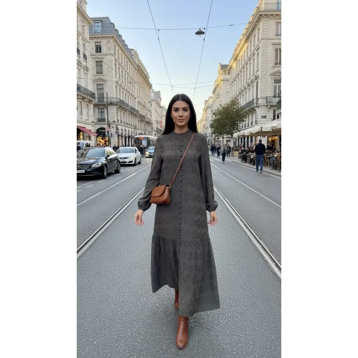 NUSS CUPRA İPEK ELBİSE 2026 VİZON