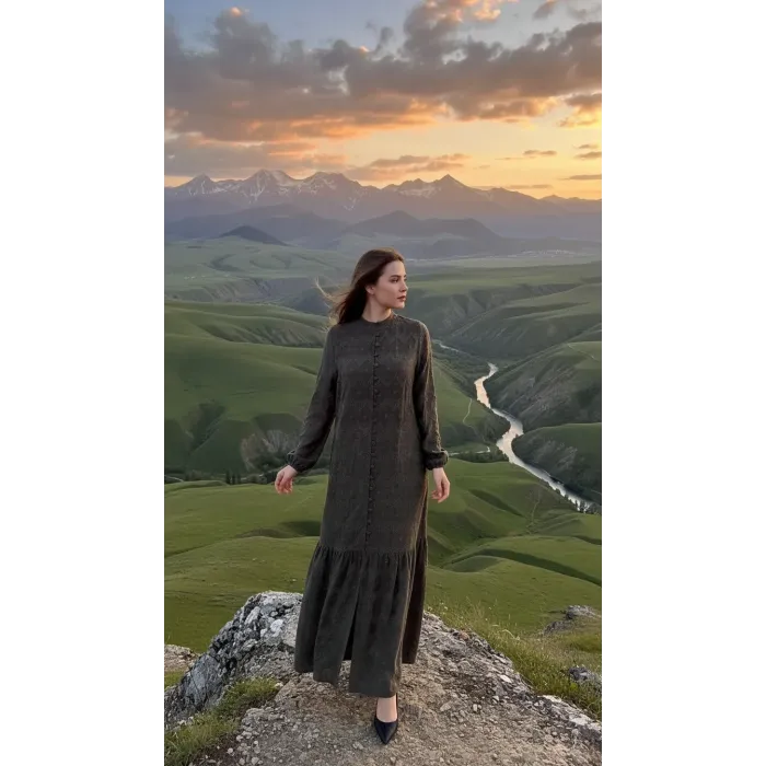 NUSS CUPRA İPEK ELBİSE 2026 VİZON