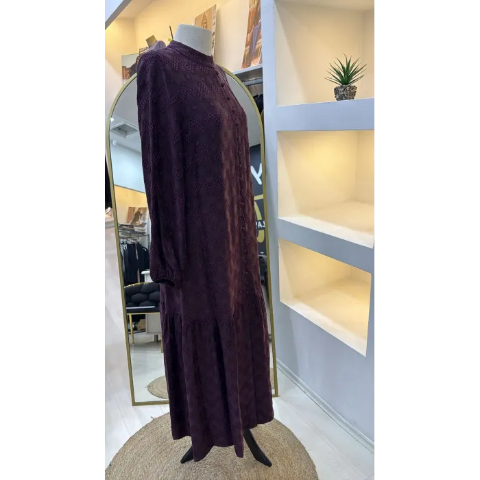 NUSS CUPRA İPEK ELBİSE 2026 BORDO