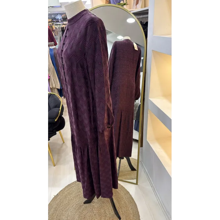 NUSS CUPRA İPEK ELBİSE 2026 BORDO