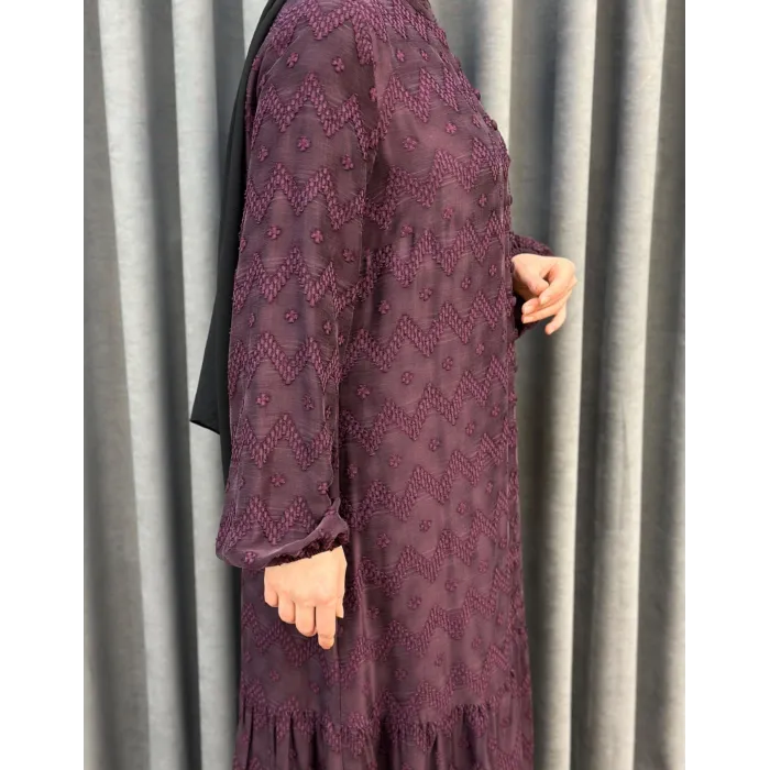 NUSS CUPRA İPEK ELBİSE 2026 BORDO