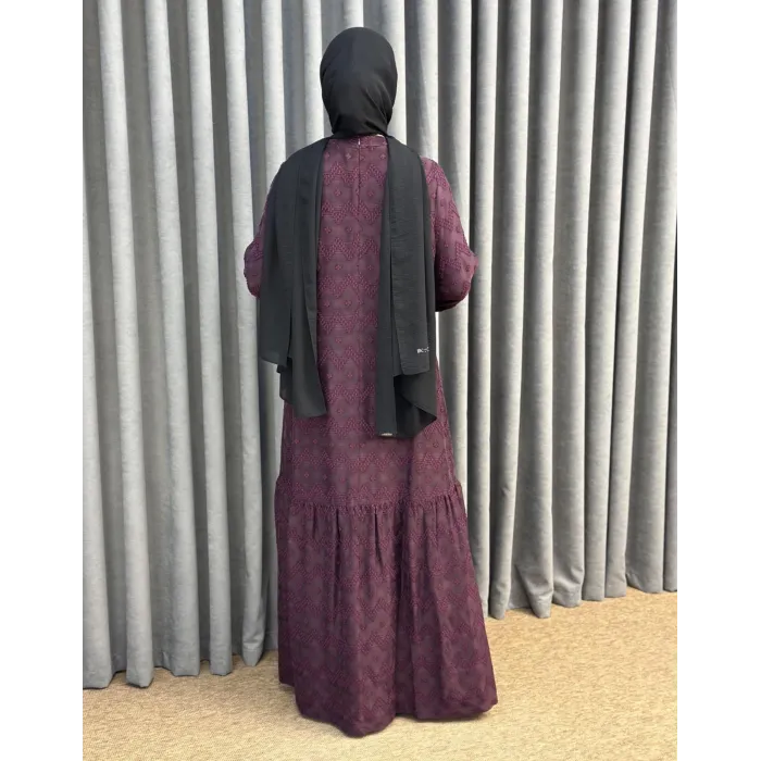 NUSS CUPRA İPEK ELBİSE 2026 BORDO