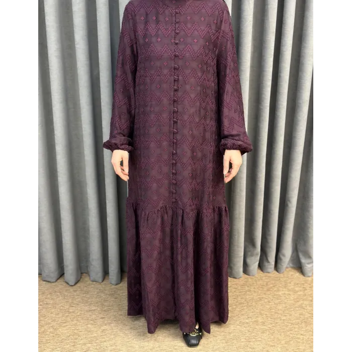 NUSS CUPRA İPEK ELBİSE 2026 BORDO