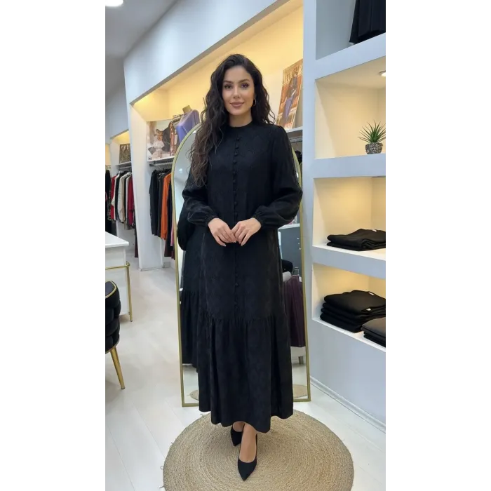 NUSS CUPRA İPEK ELBİSE 2026 SİYAH