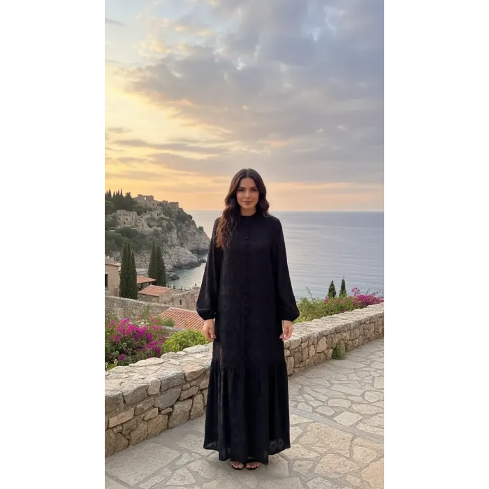 NUSS CUPRA İPEK ELBİSE 2026 SİYAH