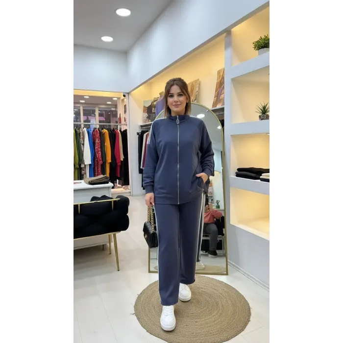 Nuss 1092 Şerit Desenli Pantolonlu Takım - LACİ