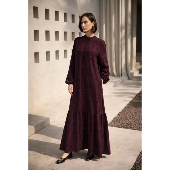 NUSS CUPRA İPEK ELBİSE 2026 BORDO