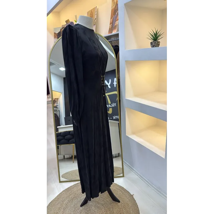 Nuss 2027 İpek Cupra Elbise - siyah