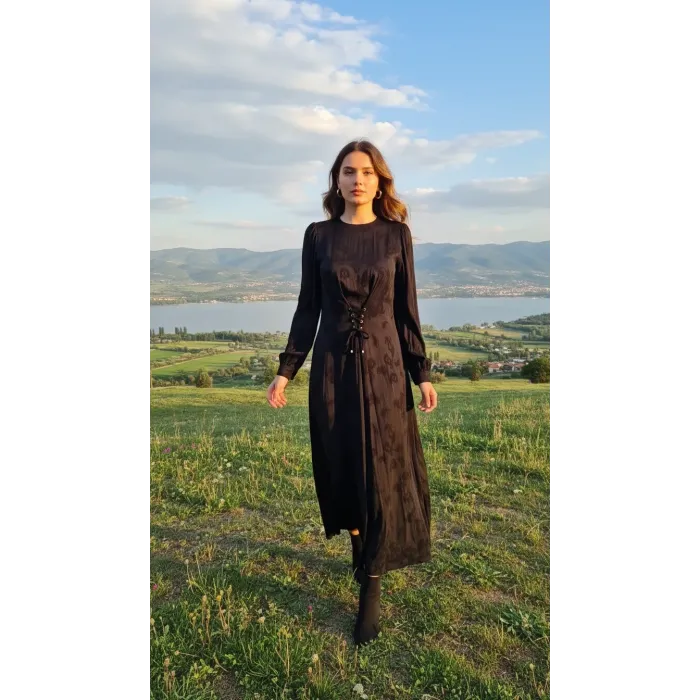 Nuss 2027 İpek Cupra Elbise - siyah