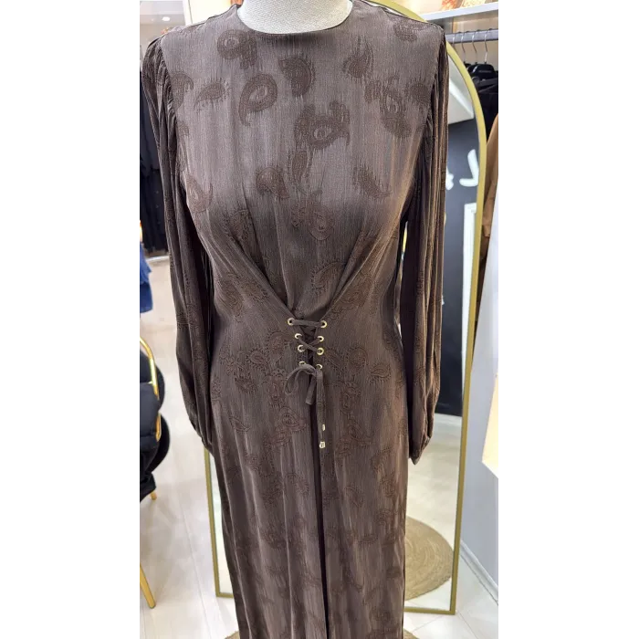 Nuss 2027 İpek Cupra Elbise - kahve