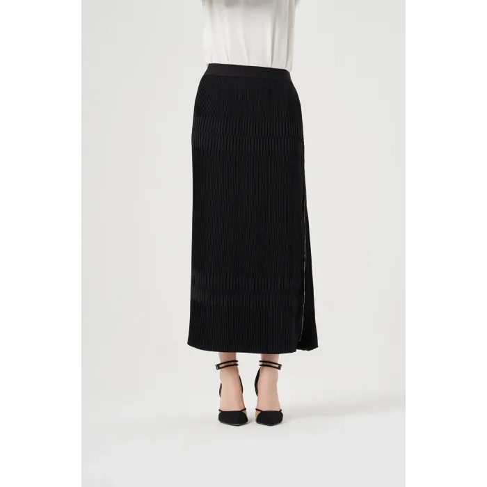 Misswhence Piliseli Yandan Fermuarlı Etek siyah 39921