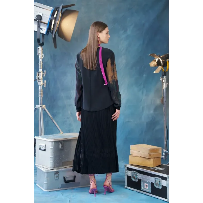 Misswhence Piliseli Yandan Fermuarlı Etek siyah 39921