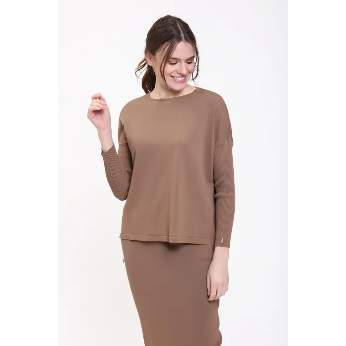 İnvee Sıkma Kol Triko Tunik toprak 5879
