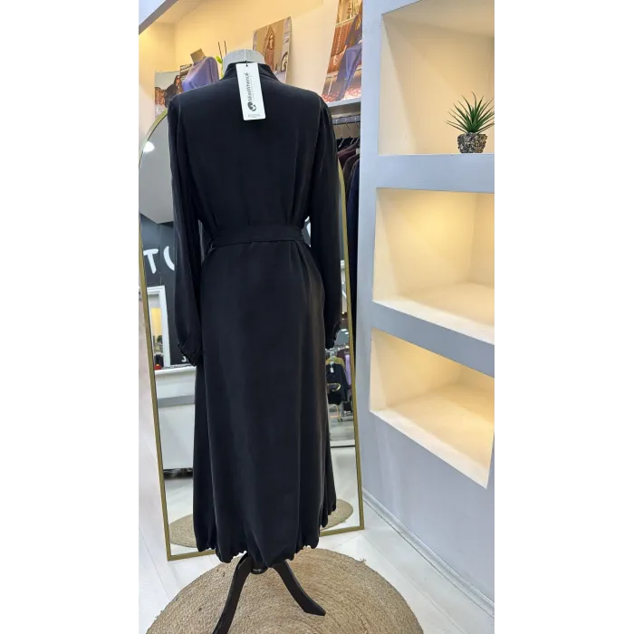 Misswhence Fermuar Detaylı Cupra İpek FERACE 39501 SİYAH