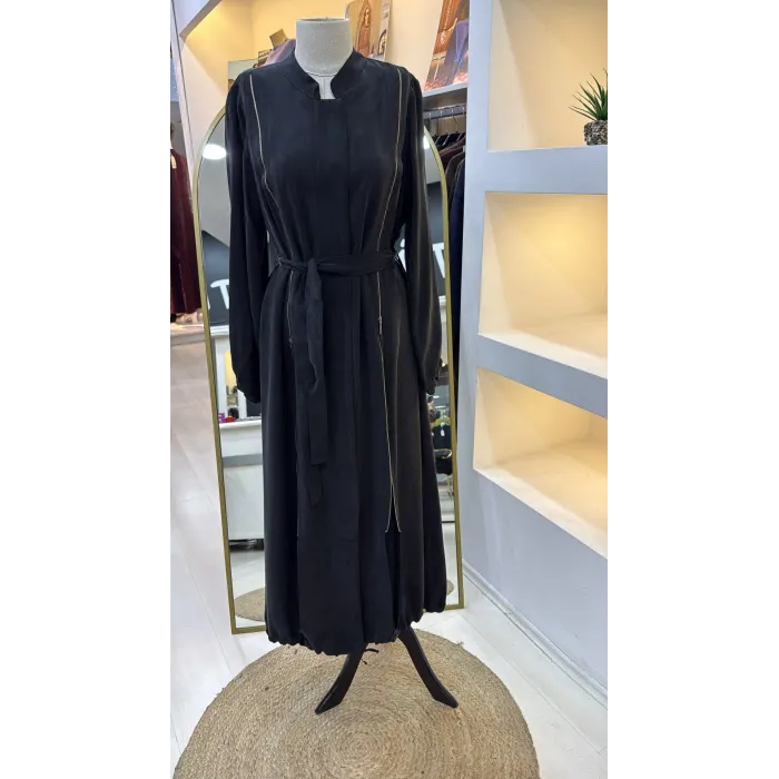 Misswhence Fermuar Detaylı Cupra İpek FERACE 39501 SİYAH