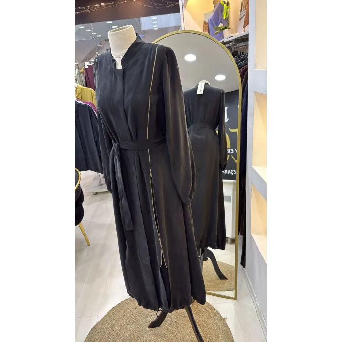 Misswhence Fermuar Detaylı Cupra İpek FERACE 39501 SİYAH