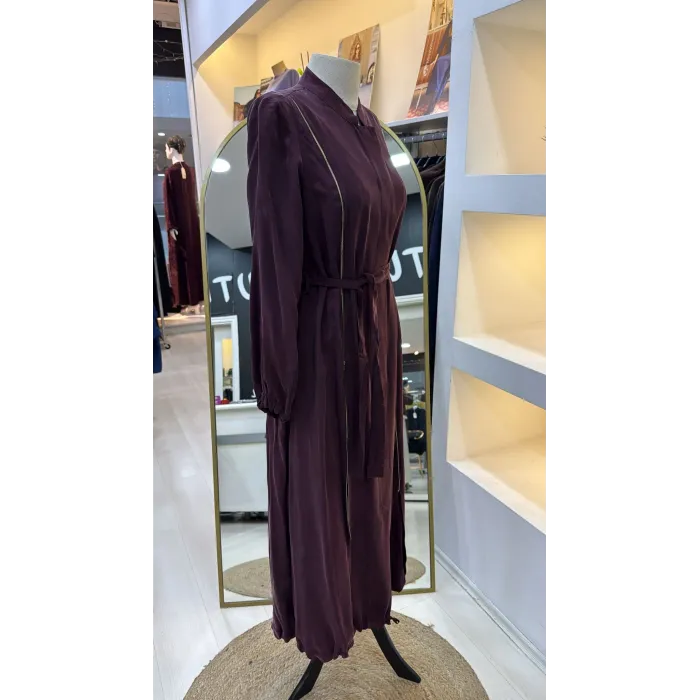 Misswhence Fermuar Detaylı Cupra İpek FERACE 39501 BORDO