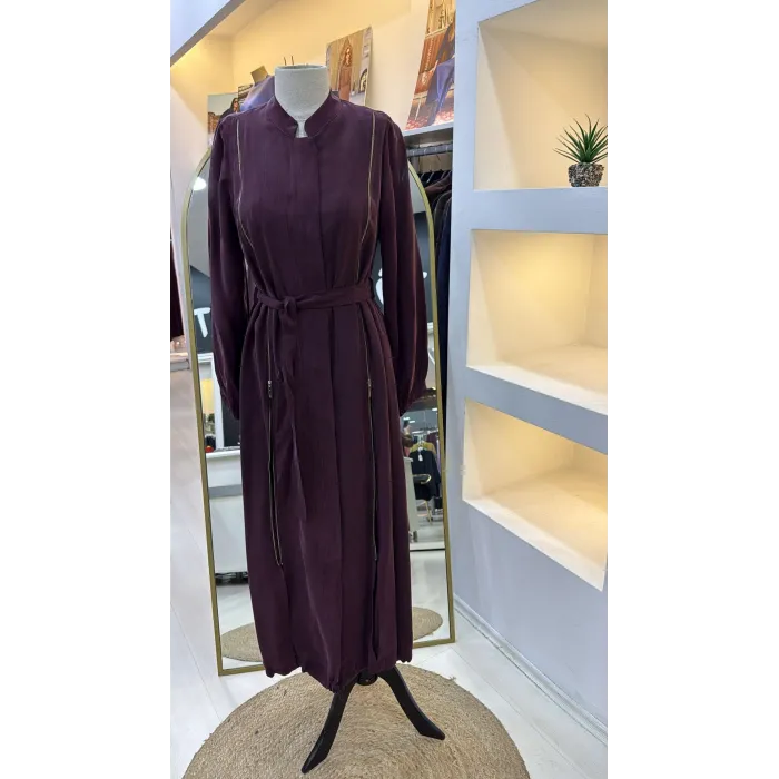 Misswhence Fermuar Detaylı Cupra İpek FERACE 39501 BORDO