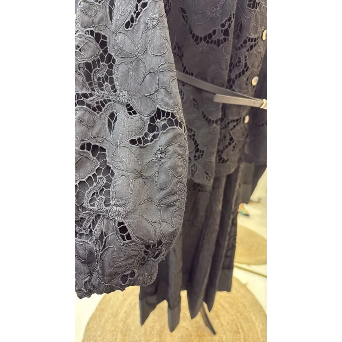 Misswhence Güpür Detaylı Etek Takım 39306 siyah