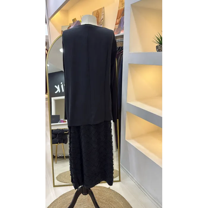 Misswhence Cupra İpek Etekli Bluz Takım 39002 SİYAH