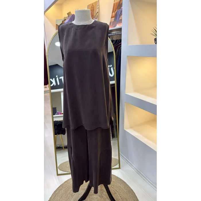 Misswhence Ceket Pantolon üçlu Takım 39208 kahve