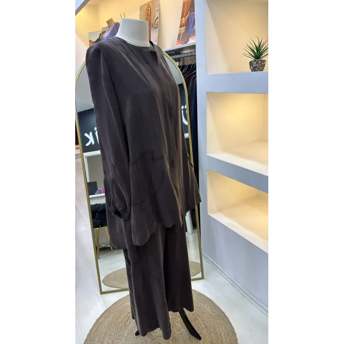 Misswhence Ceket Pantolon üçlu Takım 39208 kahve