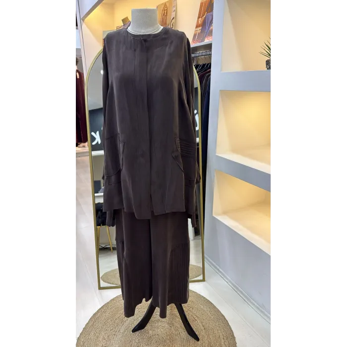 Misswhence Ceket Pantolon üçlu Takım 39208 kahve