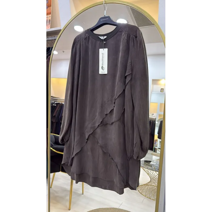 MİSSWHENCE İpek Tunik 39017 KAHVE