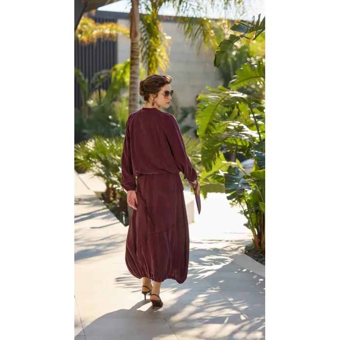 Misswhence Fermuar Detaylı Etek Bluz Takım 39020 bordo