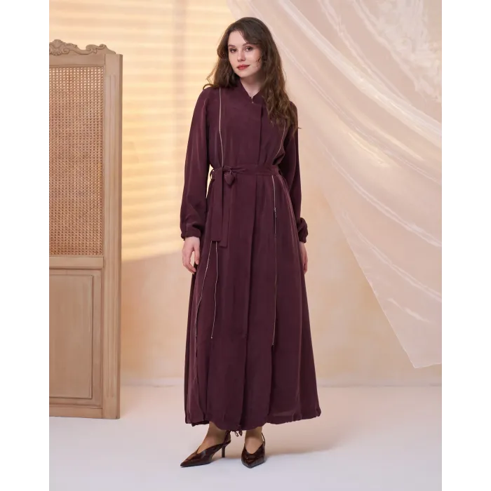 Misswhence Fermuar Detaylı Cupra İpek FERACE 39501 BORDO